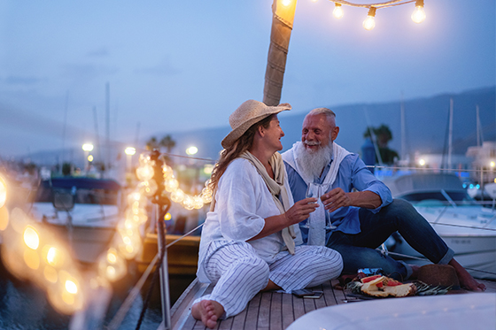 senior couple on boat drinking retirement income strategies grady group fl